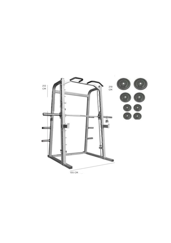 JAULA SMITH (BARRA GUIADA) /RACK +BANCO OLÍMPICO + 80 KGS. DISCOS - Imagen 4